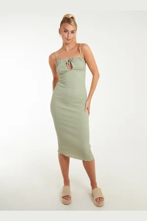 Pink Vanilla Crinkle Tie Midi Dress - 10