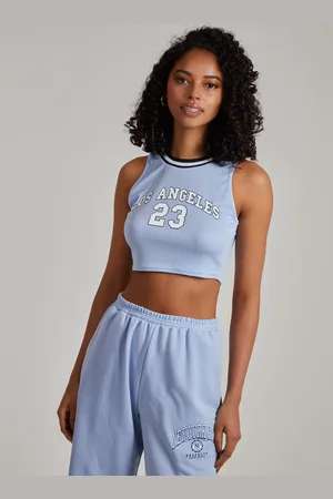 Pink Vanilla Sports Stripe Varsity Super Crop Top - M