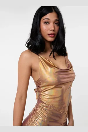 Pink Vanilla Handkerchief Cowl Tie Back Crop Top - 10