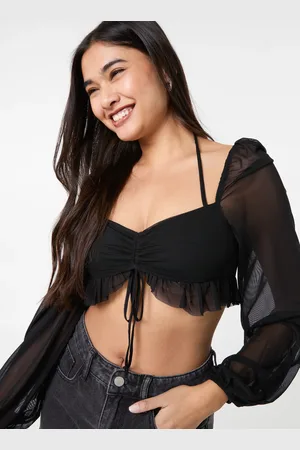 Pink Vanilla Long Sleeve Halterneck Crop Top - 6