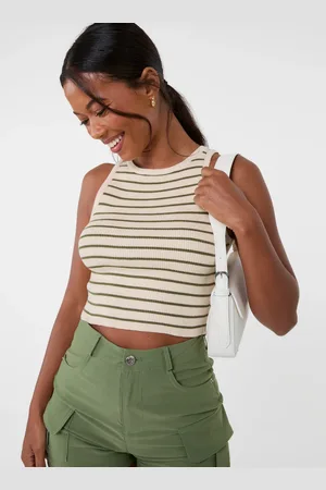 Pink Vanilla Stripe Crop Vest Top - M/L