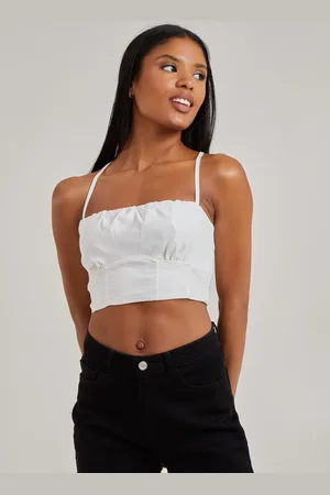 Pink Vanilla Gathered Bengaline Crop Top - L