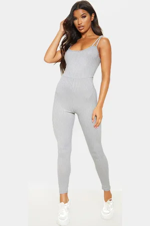 PrettyLittleThing, Pants & Jumpsuits, Pale Grey Structured Contour Rib  Cuffed Detail Leggings