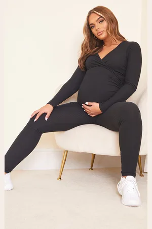 PRETTYLITTLETHING Maternity Brushed Rib Leggings