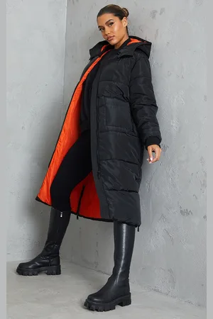 PRETTYLITTLETHING Maxi Contrast Hooded Puffer