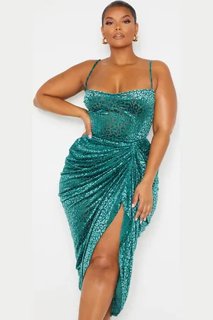 PRETTYLITTLETHING Plus Leopard Velvet Structured Corset Top