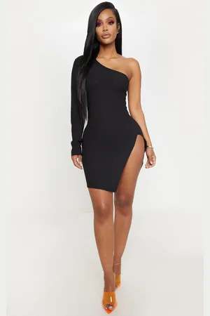 PRETTYLITTLETHING Shape One Shoulder Split Bodycon Dress