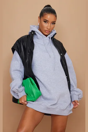 PRETTYLITTLETHING Oversized Hooded Sweat Jumper Dress