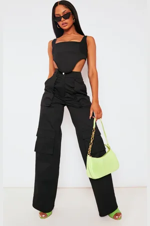 PRETTYLITTLETHING Twill Pocket Detail High Waist Cargo Trousers