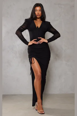 PRETTYLITTLETHING Underwire Detail Ruched Mesh Midaxi Dress