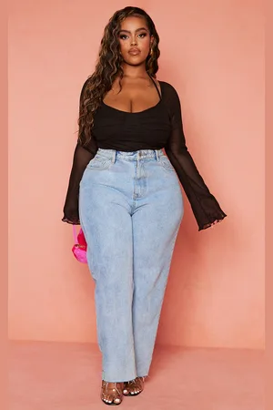 PRETTYLITTLETHING Plus Mesh Sleeve Halter Neck Bodysuit