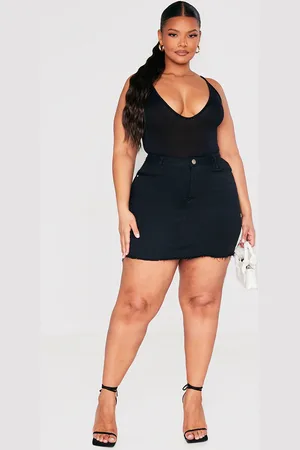 PRETTYLITTLETHING Plus Basic Denim Skirt