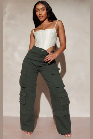 Prettylittlething Shape Khaki Cargo Pocket Sweatpants