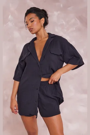 PRETTYLITTLETHING Woven Pocket Detail Short Sleeved Oversized Shirt