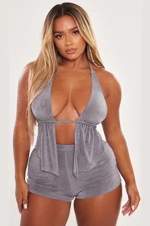 Shape Taupe Slinky Halterneck Low Back Bodysuit