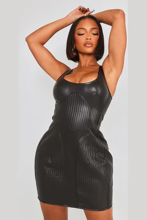 PRETTYLITTLETHING Shape Faux Leather Quilted Detail Bodycon Dress