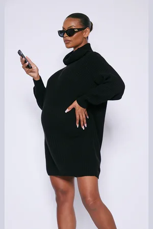 PRETTYLITTLETHING Maternity High Neck Oversized Jumper Dress