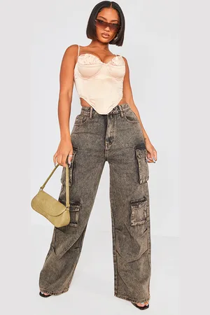 PRETTYLITTLETHING Shape Denim Pocket Detail Cargo Jeans