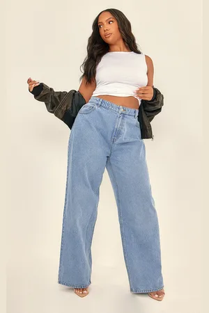 Washed Grey Baggy Long Leg Extreme Wide Leg Jeans
