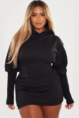 PRETTYLITTLETHING Shape Sweat Corset Detail Jumper Dress