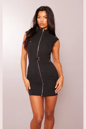 PRETTYLITTLETHING Zip Up Buckle Bodycon Dress