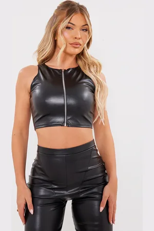 Stone Cargo Lace Up Side Zip Up Crop Top