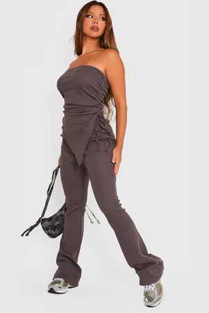 Olive Acetate Slinky Ring Cut Out Halter Jumpsuit