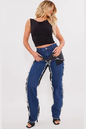 PRETTYLITTLETHING Layered Effect Straight Leg Jeans