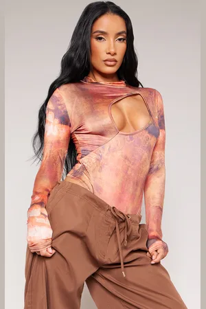 PRETTYLITTLETHING Slinky Printed Cut Out Bodysuit