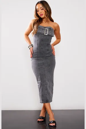 Seamed Bandeau Denim Corset Dress