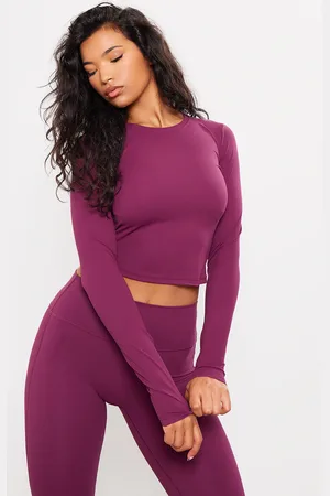 PRETTYLITTLETHING Plum Ultimate Sculpt Long Sleeve Crop Gym Top