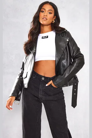 PRETTYLITTLETHING Tall Faux Leather Zip Detail Biker Jacket
