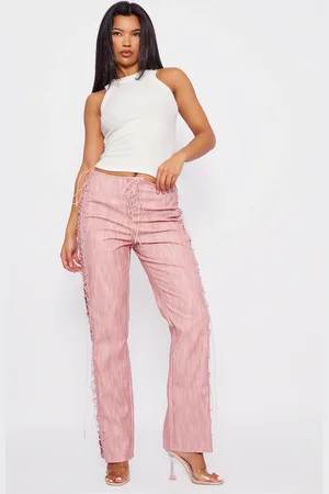 PRETTYLITTLETHING Shape Hot Pink Buckle Detail Cargo Wide Leg Pants