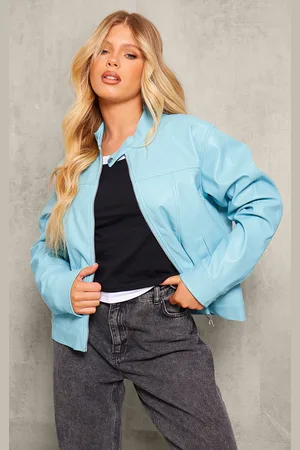 PRETTYLITTLETHING Faux Leather Minimalist Racer Jacket