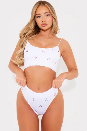 PRETTYLITTLETHING Cherry Print Ribbed Thong