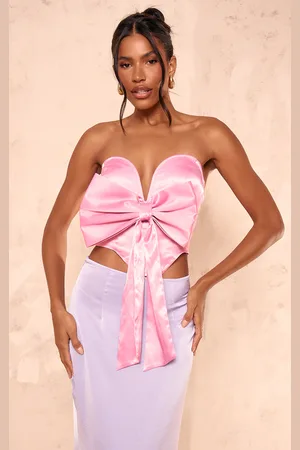 PRETTYLITTLETHING Satin Bow Corset