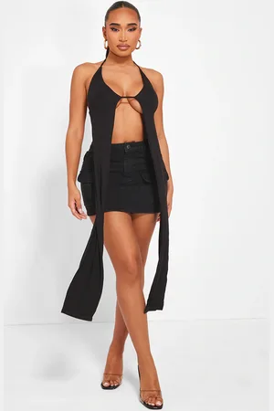 PRETTYLITTLETHING Shape Jersey Strappy Halterneck Long Top