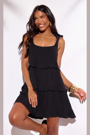 PRETTYLITTLETHING Double Gauze Frill Beach Dress