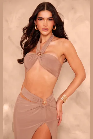 PRETTYLITTLETHING Slinky Bardot Starfish Crop Top