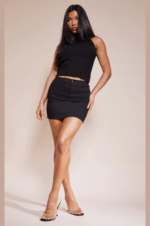 PRETTYLITTLETHING Disco Fit Denim Skirt
