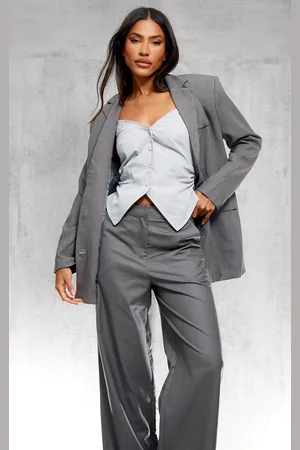 PRETTYLITTLETHING Textured Look Shoulder Padded Oversized Blazer