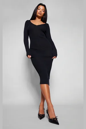 PRETTYLITTLETHING V Neck Knit Midi Dress