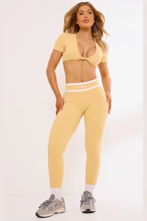 PRETTYLITTLETHING PLT SPORT Peach Sculpt Contrast Detail Leggings