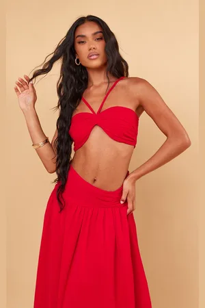 PRETTYLITTLETHING Ruched Front Halterneck Bralette