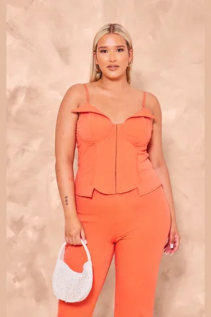 PRETTYLITTLETHING Plus Hook And Eye Corset Crop Top