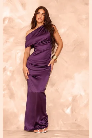 PRETTYLITTLETHING Plum Satin Maxi Skirt