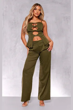 PRETTYLITTLETHING Tailored Pinstripe Wide Leg Trousers