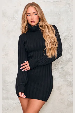 PRETTYLITTLETHING Knitted Roll Neck Jumper Dress