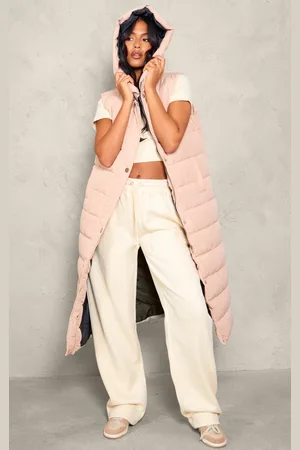 PRETTYLITTLETHING Tall Stone Panel Padded Longline Gilet