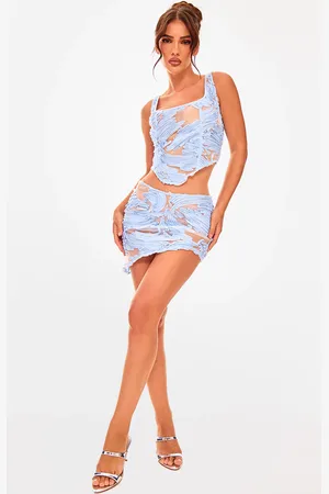 PRETTYLITTLETHING Textured Chiffon Asymmetric Mini Skirt